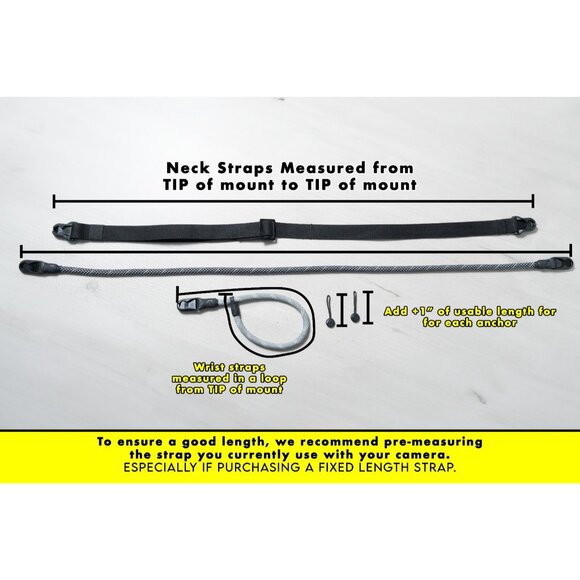Black Yellow Adjustable 30-52" Camera Strap Peak Design Anchors  D-Ring Mount - Picture 5 of 9